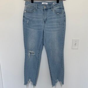 Judy Blue Boyfriend Fit Light Blue Distressed Jeans, Style#JB88389 - Size 13/31